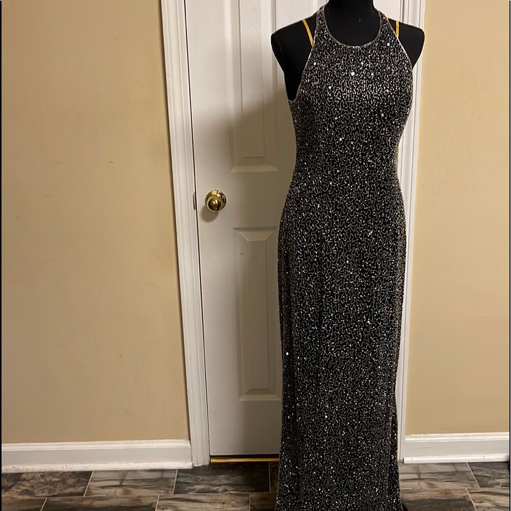 Sequin Gown with side slits. Lined
